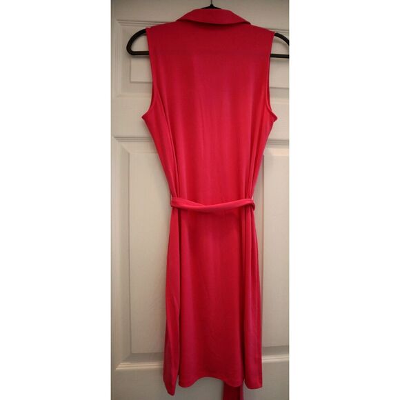 Michael Kors Women's Sz M Electric Pink Sleeveless Button Down Shirt Dress - Picture 7 of 8